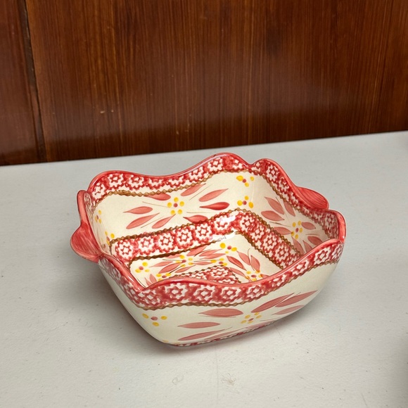 Temptations Old World Hand-Painted Floral Ceramic Bowl - Red and White - Picture 10 of 13